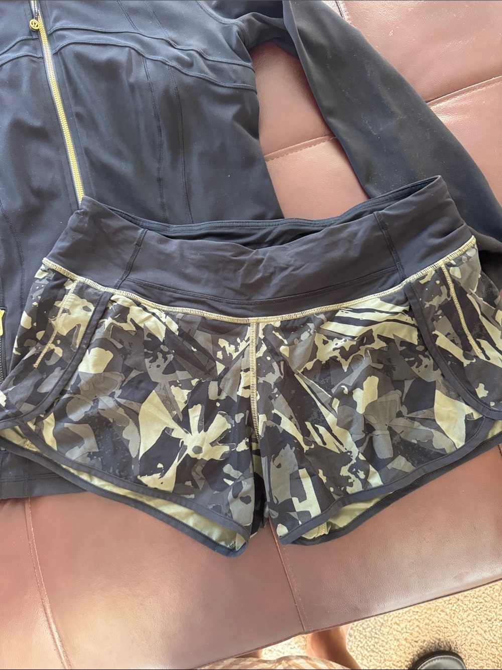 lululemon athletica Olive & Black Camo Speed Up Run Shorts